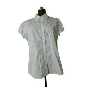 Macy's Alfani Size 16 STRETCH Short Sleeve Button Down Shirt Top